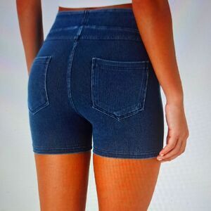 XSMALL  HALARA FLEX BACK SIDE POCKETS DENIUM KNIT SHORTS